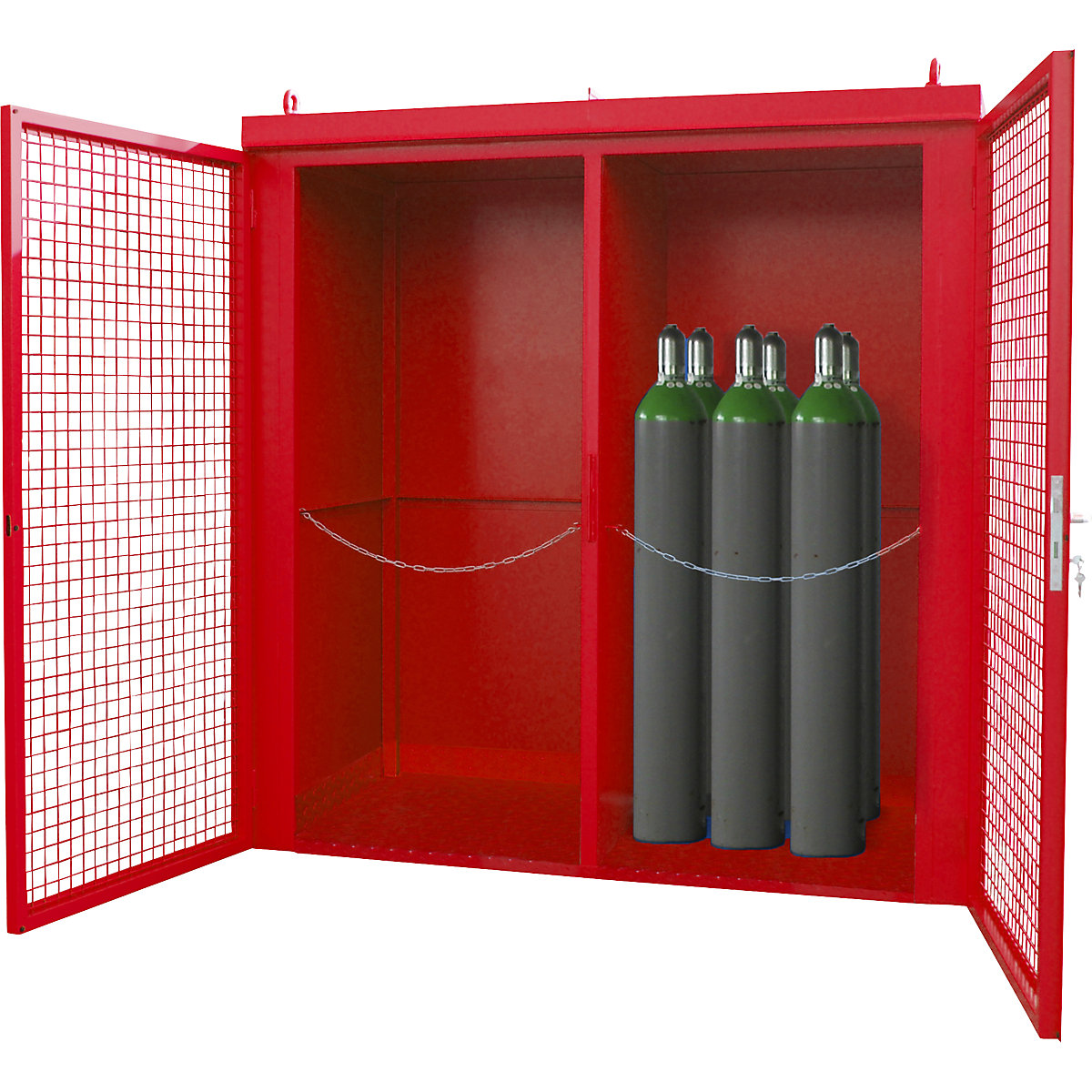 Conteneur pour bouteilles de gaz avec cloison médiane, résistant au feu – eurokraft pro (Illustration du produit 2)-1