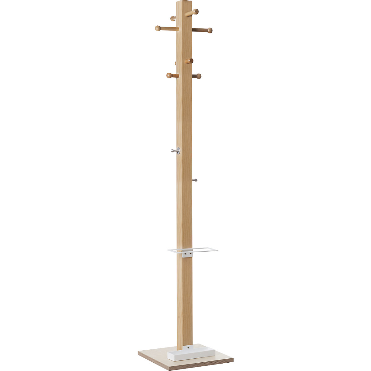 Bengaleiro easyCloth – EasyCLOTH, madeira maciça, 8 ganchos pequenos, suporte para guarda-chuvas branco-0