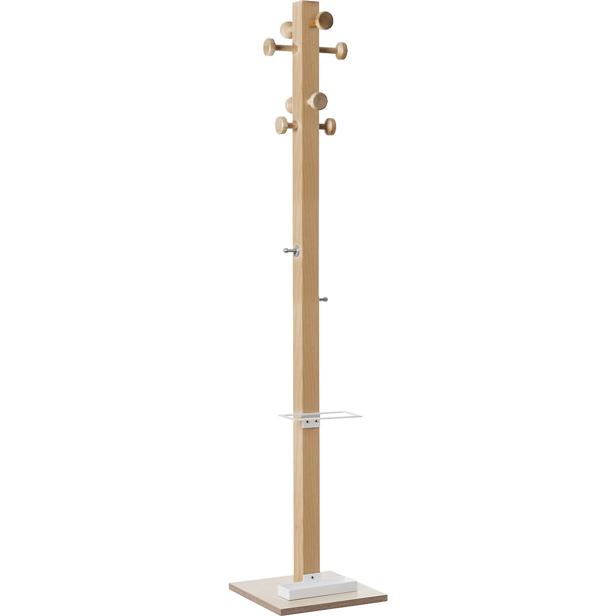 Bengaleiro easyCloth – EasyCLOTH, madeira maciça, 8 ganchos grandes, suporte para guarda-chuvas branco-0