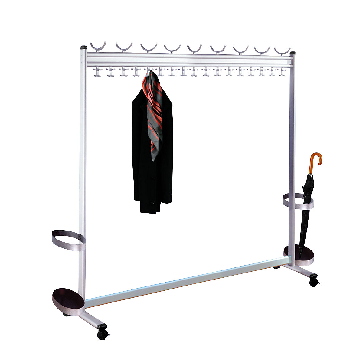 Bengaleiro em fila, AxP 1700 x 400 mm, com suporte para guarda-chuvas, largura 2140 mm-0