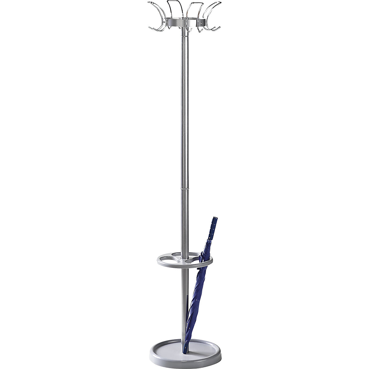 Bengaleiro, altura 1800 mm, coroa de cabides giratória, 4 ganchos para chapéus e 8 para casacos-0