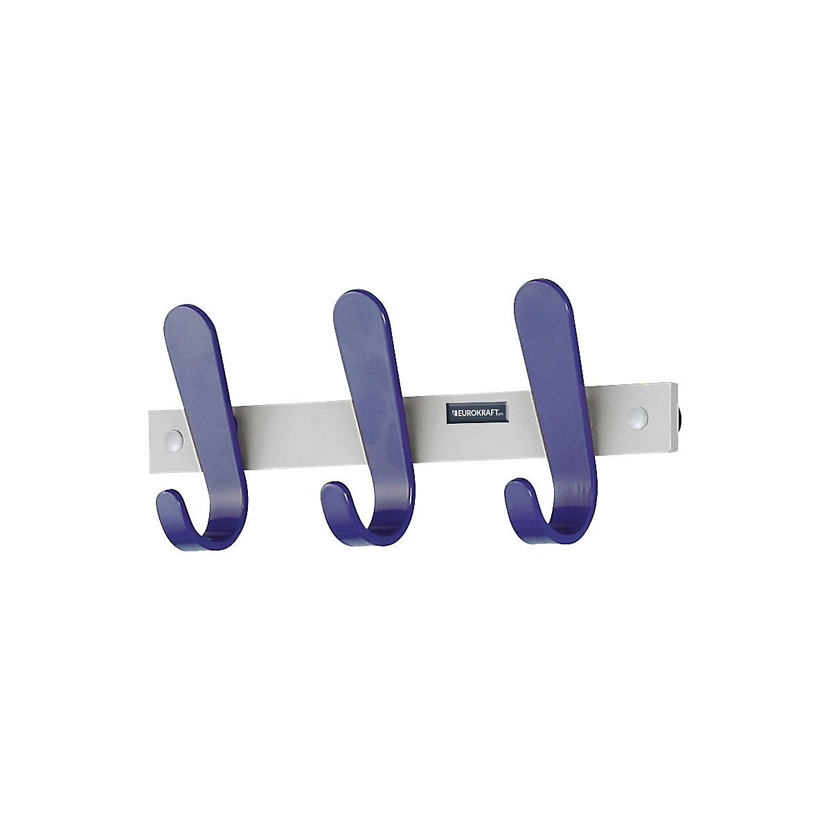 Régua de bengaleiro – eurokraft pro, 3 ganchos para casacos, AxLxP 130 x 360 x 60 mm, embalagem de 2 unid., cor dos ganchos azul-0