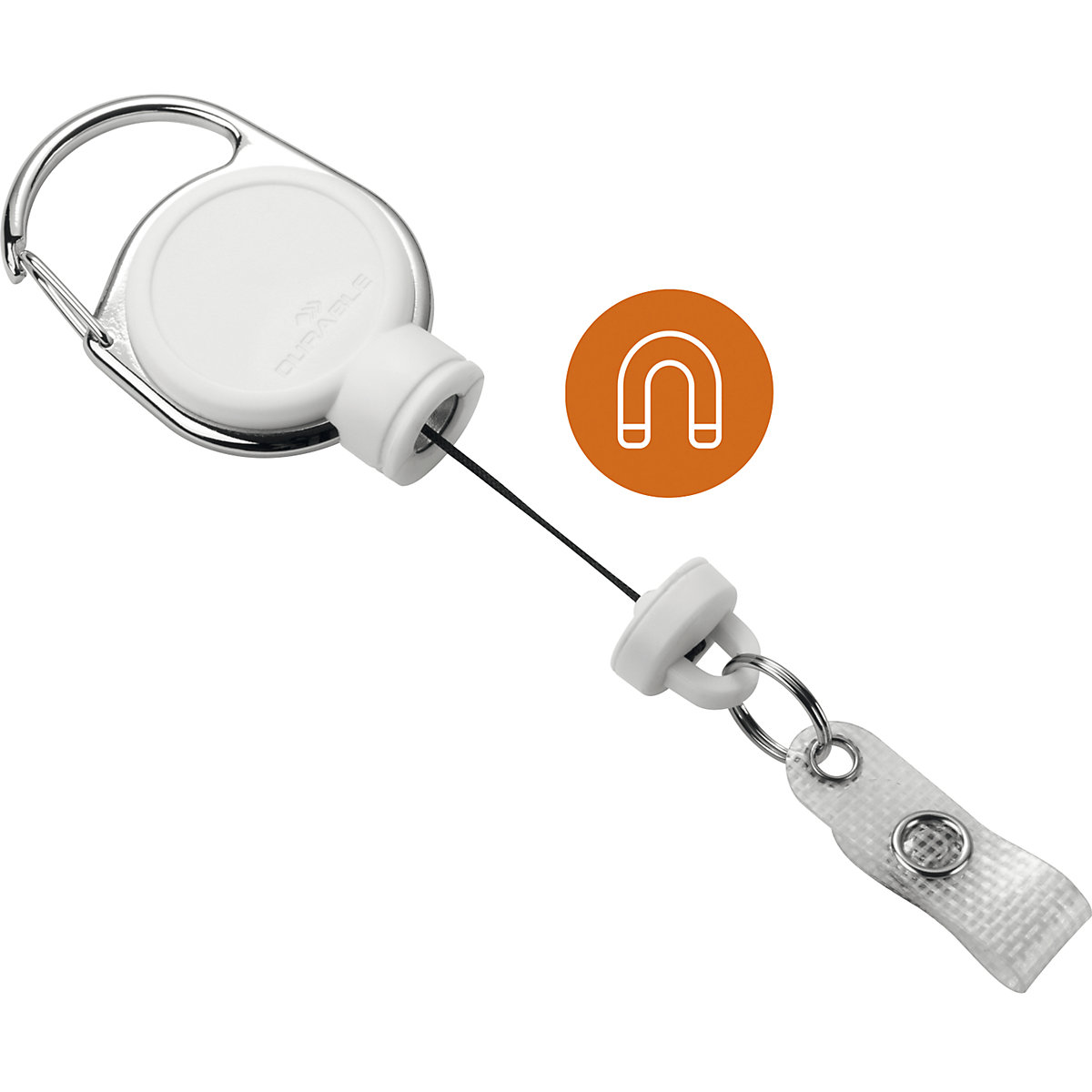 Porta-identificação JOJO EXTRA STRONG – DURABLE, com laço com botão de pressão, embalagem de 10 unid., branco-0