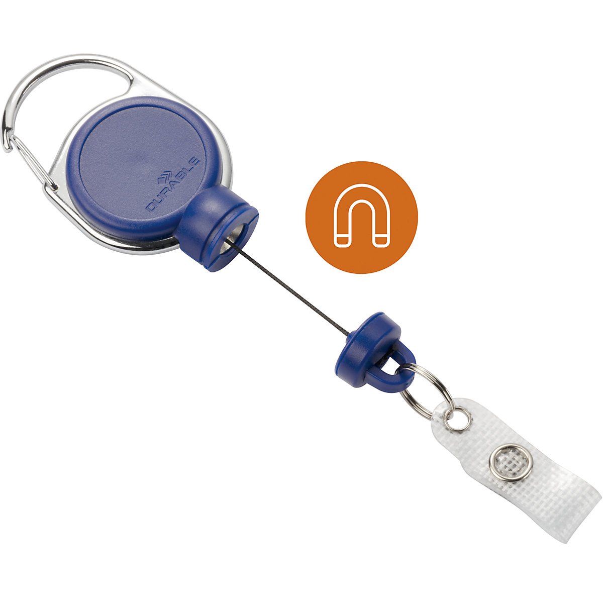 Porta-identificação JOJO EXTRA STRONG – DURABLE, com laço com botão de pressão, embalagem de 10 unid., azul escuro-0