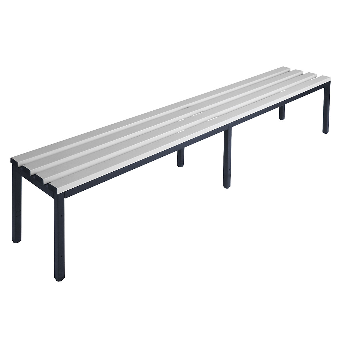 Banco de vestiário, de um lado – Wolf, ripas em PVC, cinzento claro, comprimento 2000 mm-0