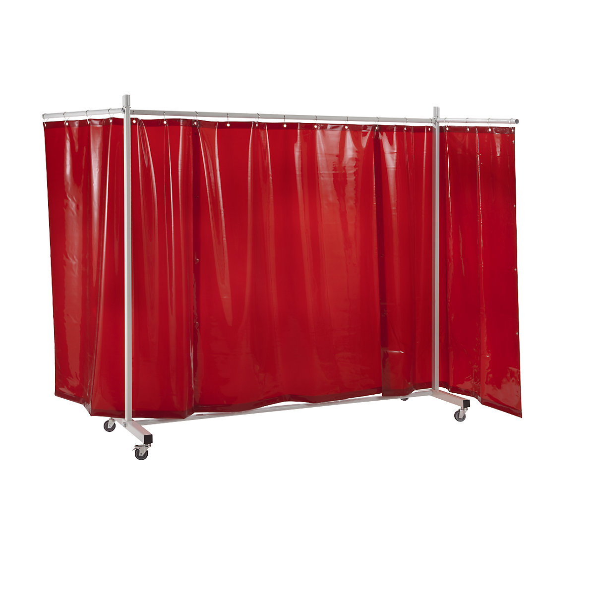 Painel de proteção móvel para soldadores, com cortina plana, vermelho, LxA 3700 x 2100 mm, 3 peça-0