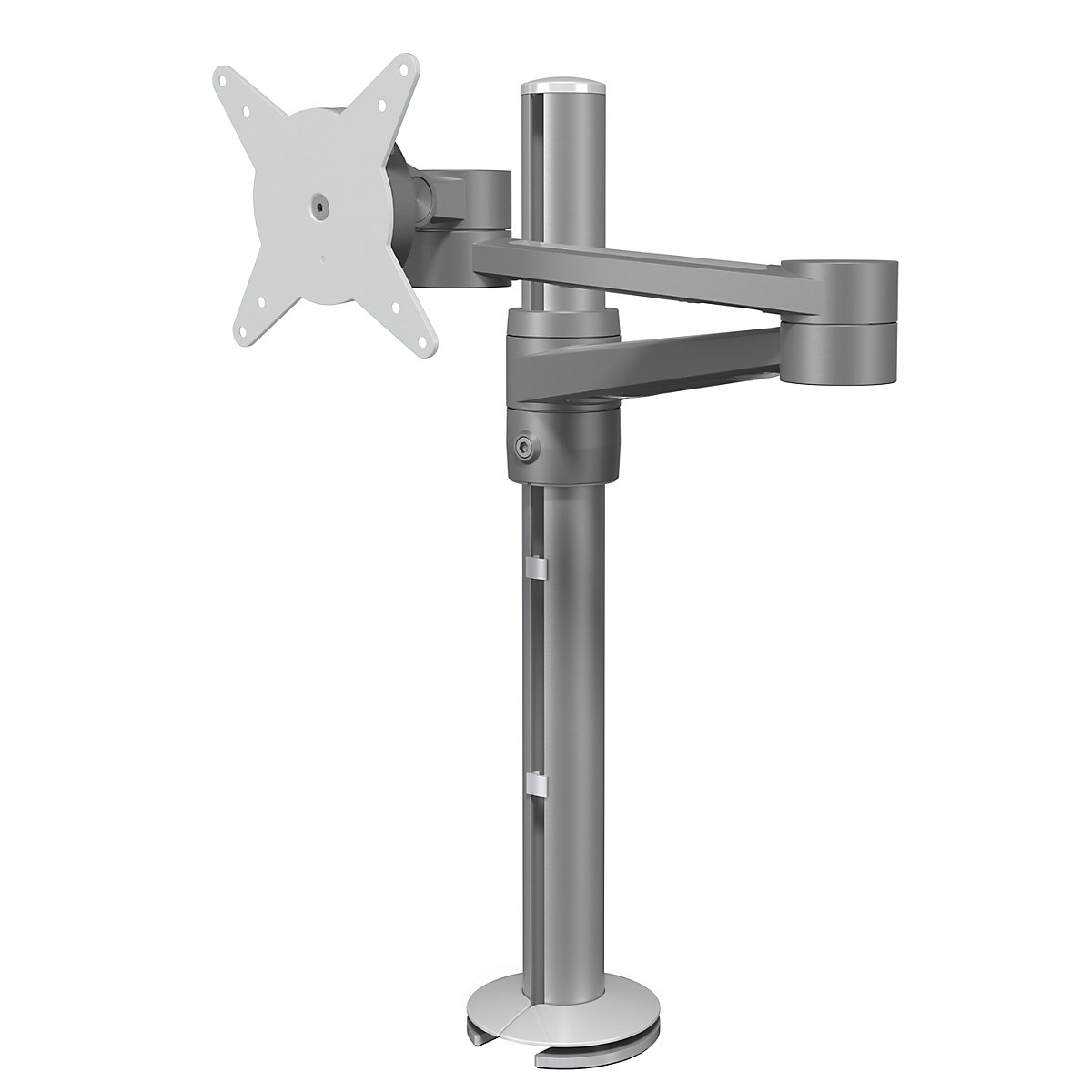 Brazo para pantallas VIEWLITE – Dataflex, de altura regulable, dos soportes articulados, plateado/blanco-0