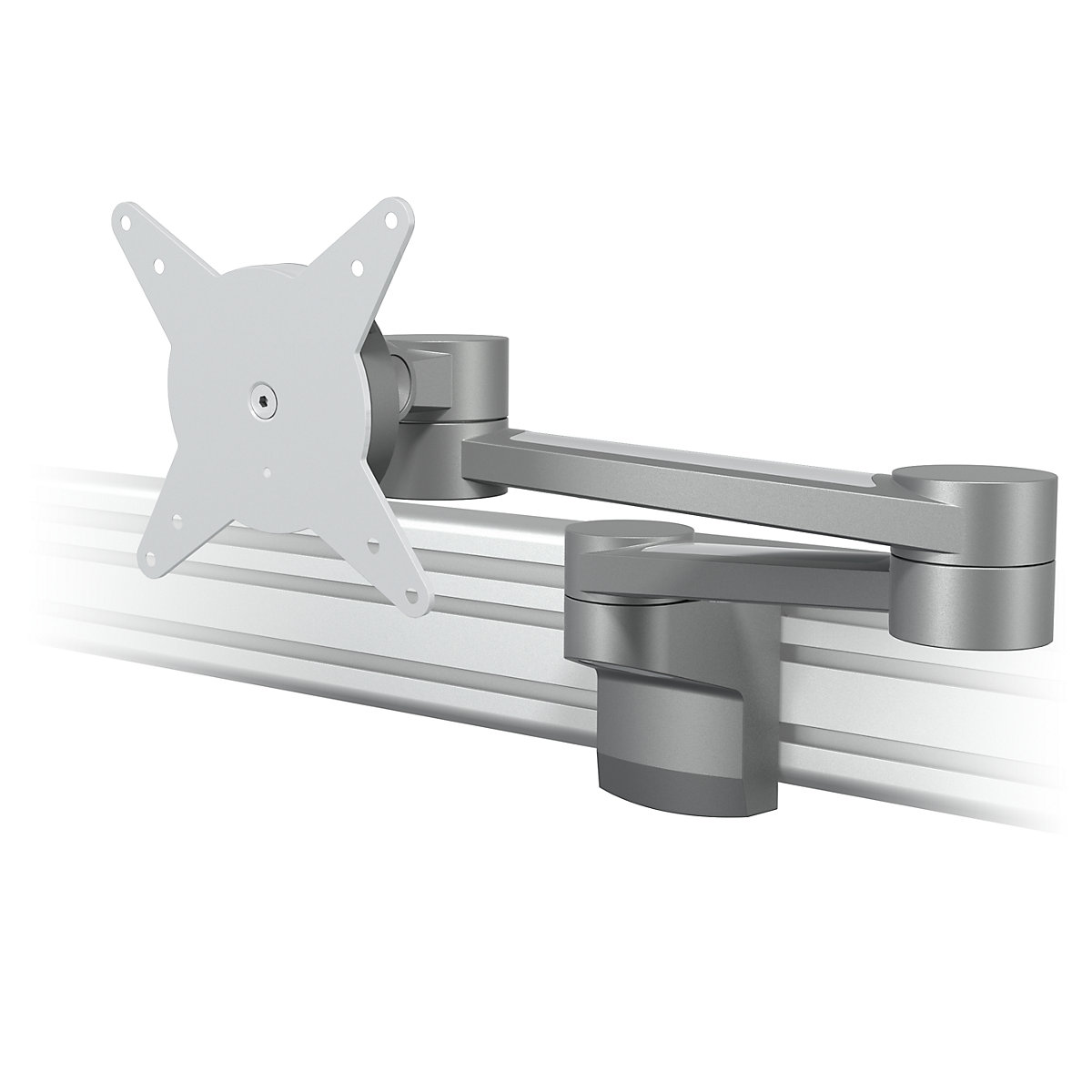 Brazo para pantallas VIEWLITE – Dataflex, para sistema de guías, dos soportes articulados, plateado/blanco-0