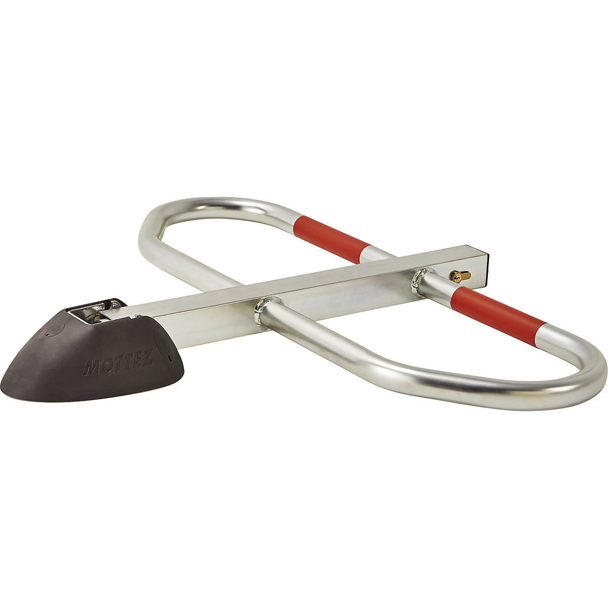 Barrera de aparcamiento de diseño con pie central – Mottez, con cerradura de cilindro, A x H 230 x 600 mm-0