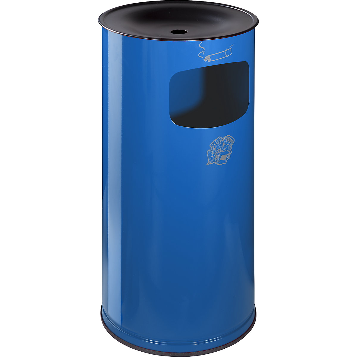 Cenicero combinado de seguridad – VAR, chapa de acero, capacidad 44 l, H x Ø 710 x 355 mm, azul genciana-0