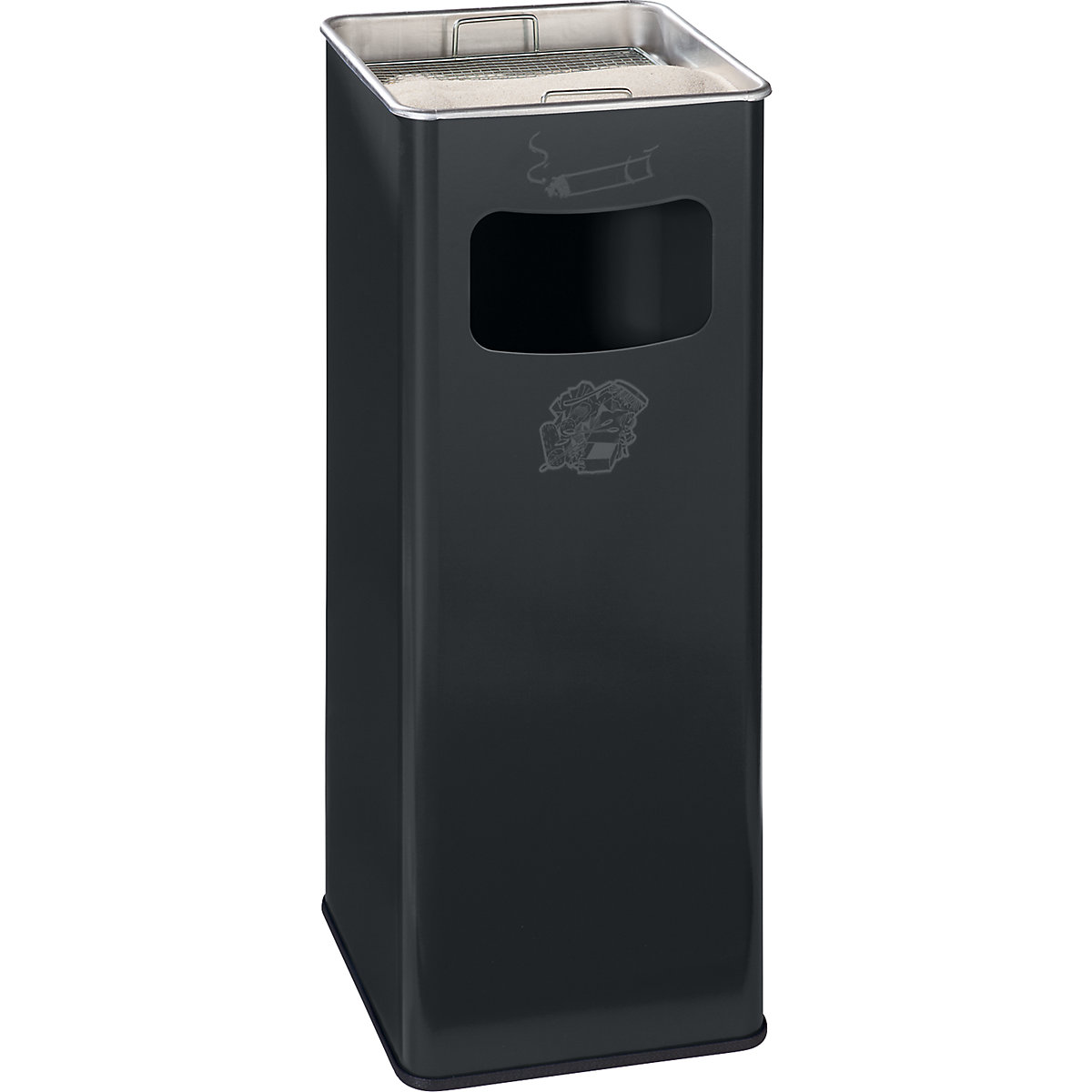 Cenicero combinado – VAR, capacidad 32 l, A x H x P 260 x 665 x 260 mm, acero, antracita-0