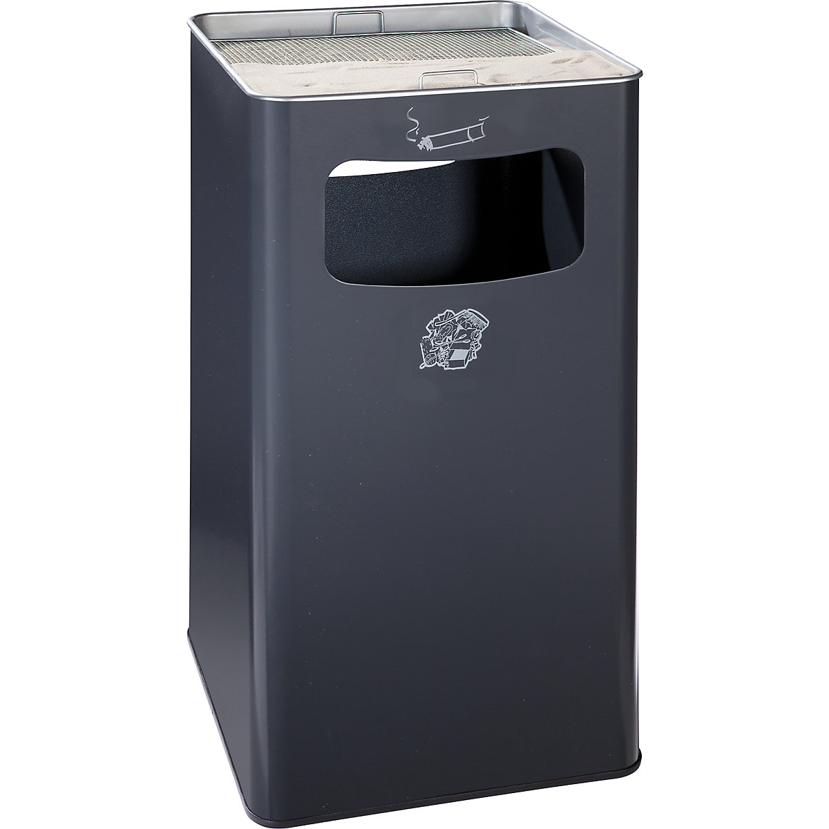Cenicero combinado – VAR, capacidad 96 l, A x H x P 430 x 755 x 430 mm, acero, antracita-0