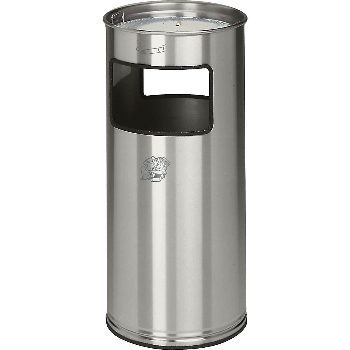 Cenicero combinado – VAR, capacidad 37 l, H x Ø 700 x 320 mm, acero inoxidable, 2 aberturas-0