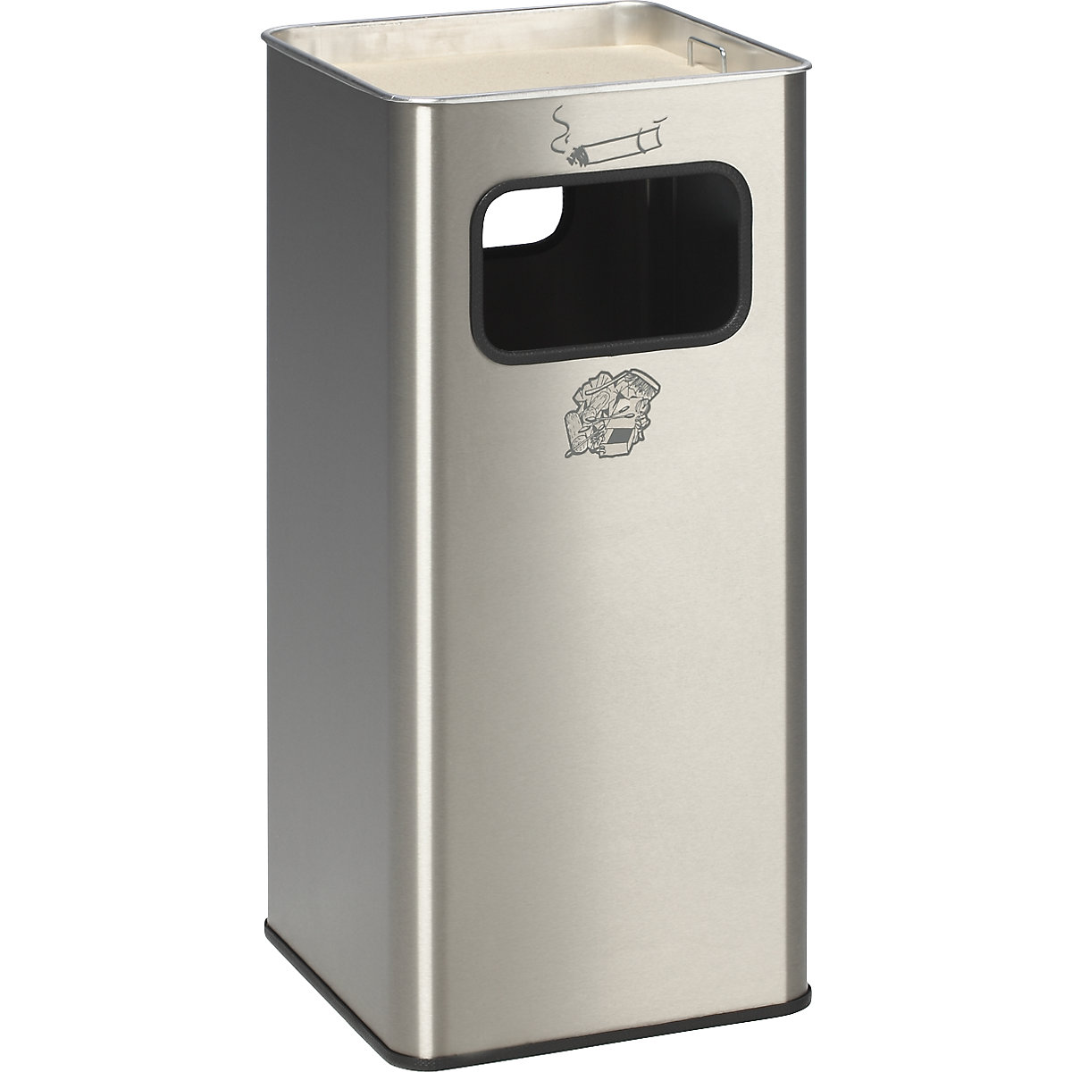 Cenicero combinado – VAR, capacidad 53 l, A x H x P 330 x 705 x 330 mm, acero inoxidable-0