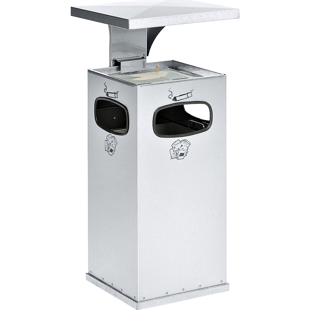Colector de residuos con cenicero – VAR, capacidad 38 l, A x H x P 395 x 910 x 395 mm, acero inoxidable-0