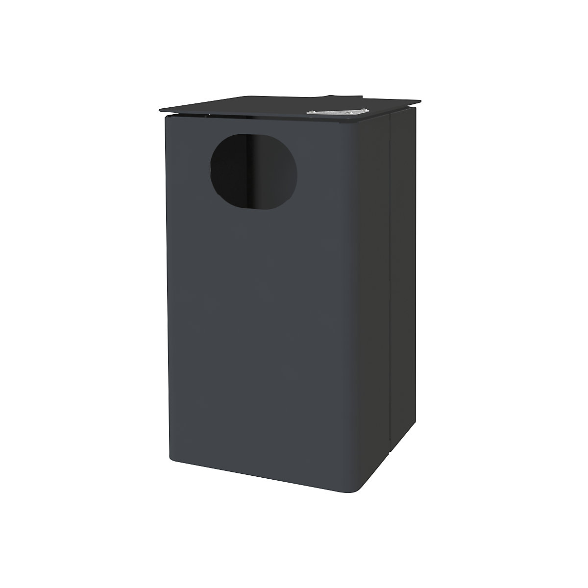 Recipiente de residuos con cenicero para exteriores, capacidad 35 l, H x A x P 537 x 325 x 388 mm, hierro micáceo-0