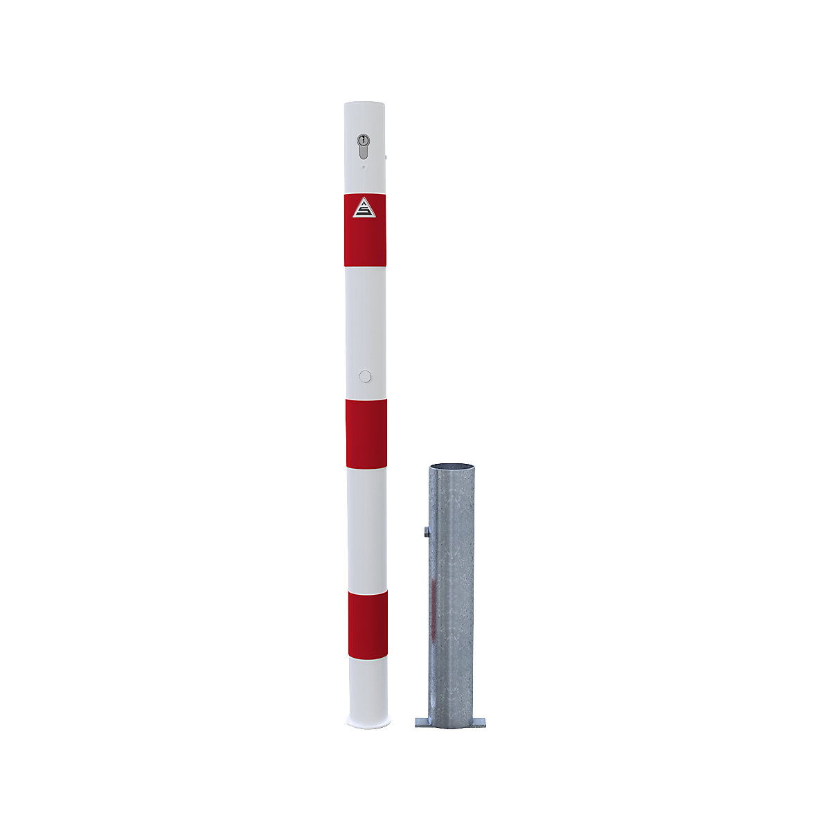 Poste barrera, Ø 60 mm, blanco y rojo – Schake (Imagen del producto 3)-2