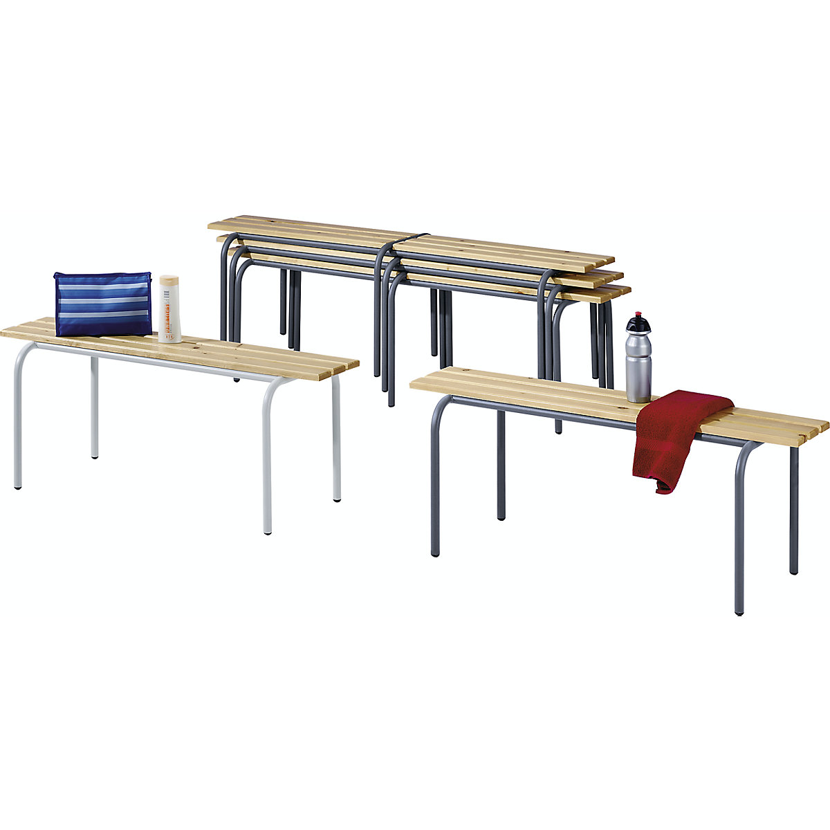 Banc pour vestiaires empilable (Illustration du produit 2)-1