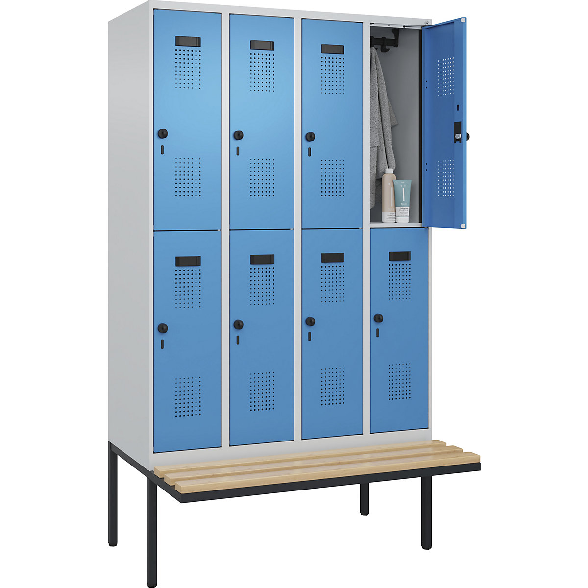 Vestiaire à deux étages Evolo PLUS avec banc (Illustration du produit 2)-1