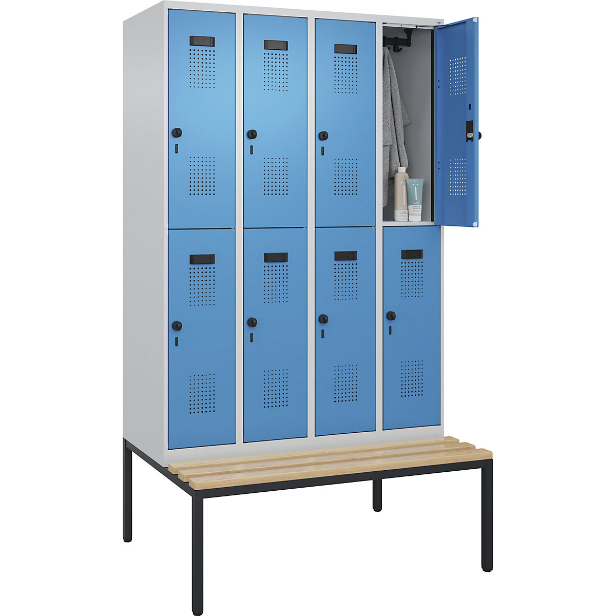 Vestiaire à deux étages Evolo PLUS avec banc (Illustration du produit 2)-1