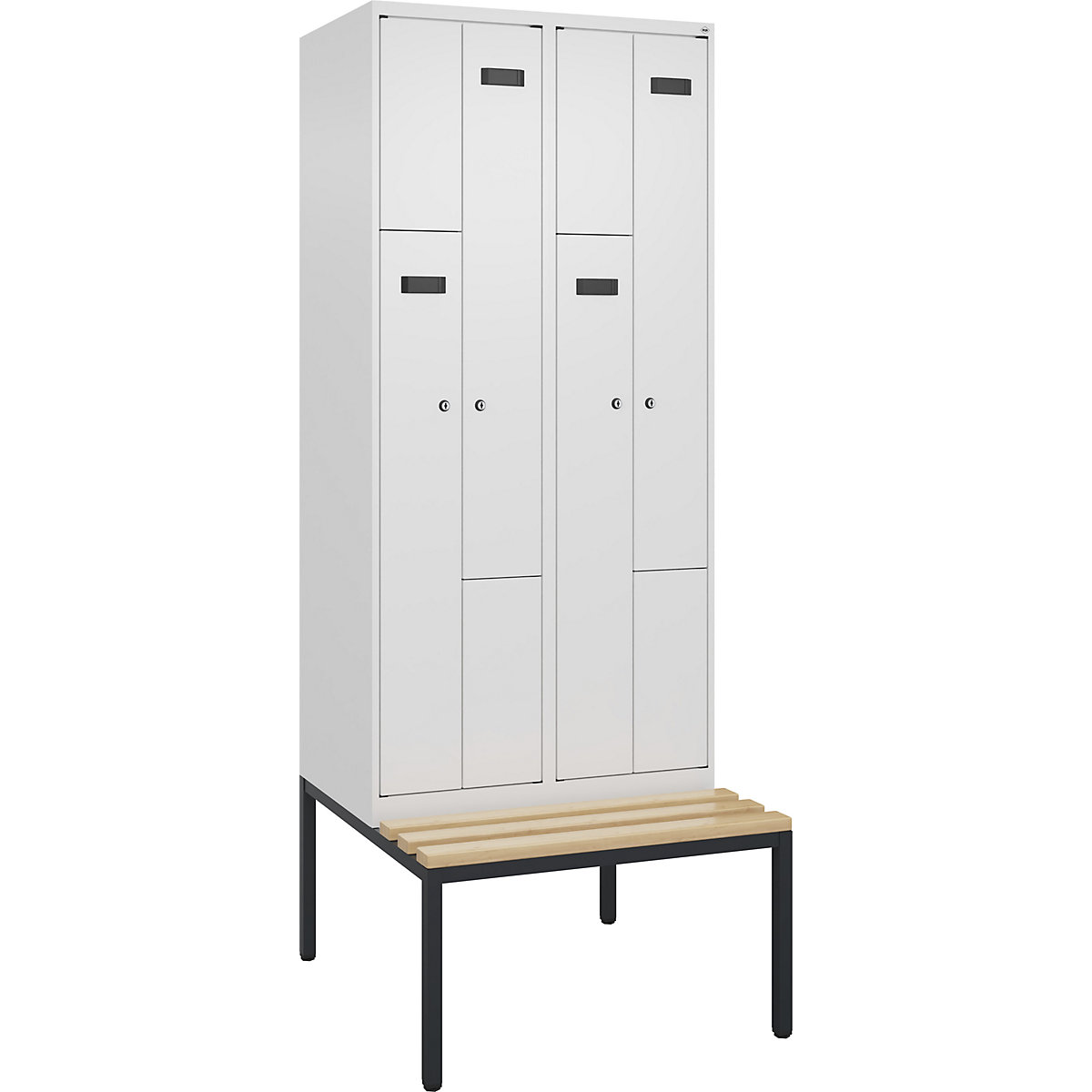Vestiaire à portes en Z Evolo PLUS avec banc (Illustration du produit 2)-1