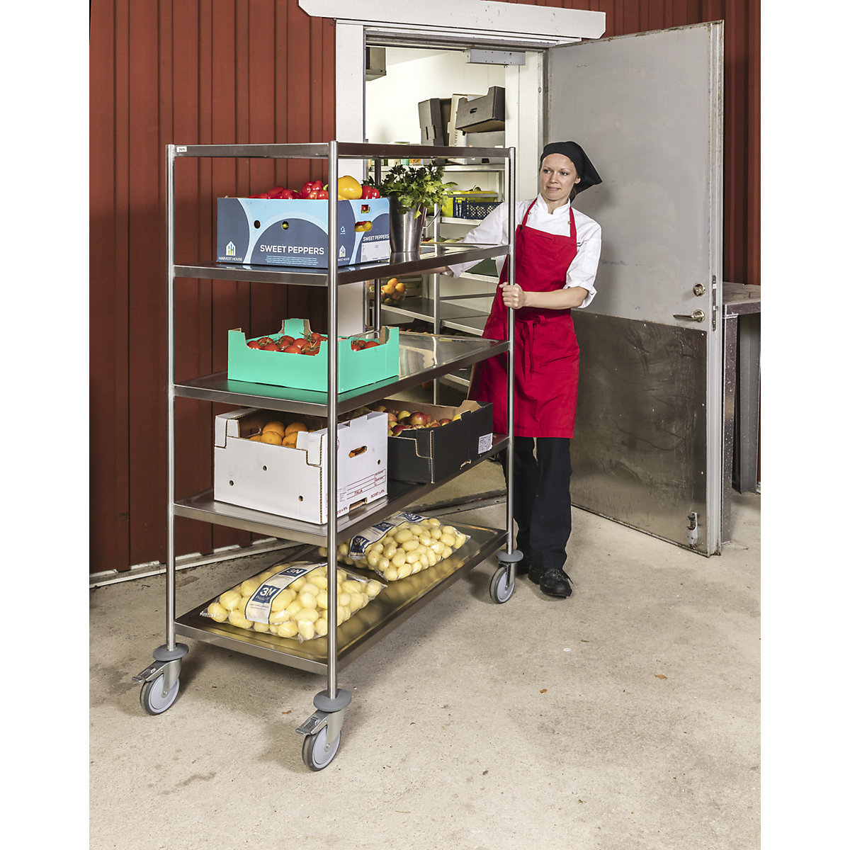 Chariot à tablettes en inox, soudé – Kongamek (Illustration du produit 2)-1