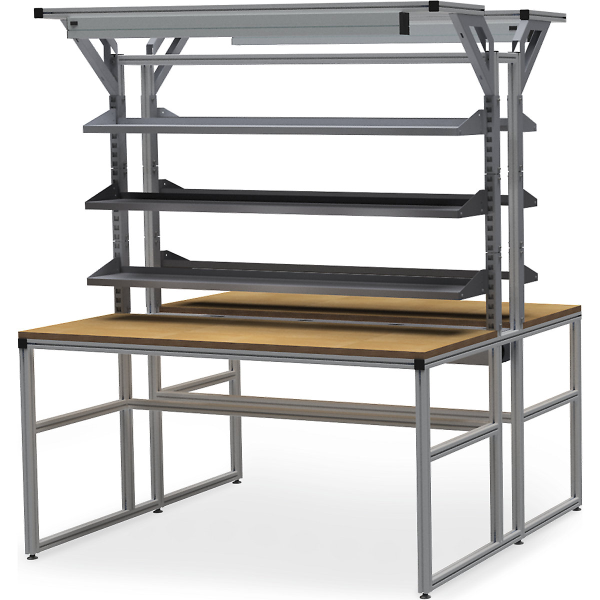 Établi en aluminium workalu® avec superstructure modulaire, double face – bedrunka hirth (Illustration du produit 7)-6
