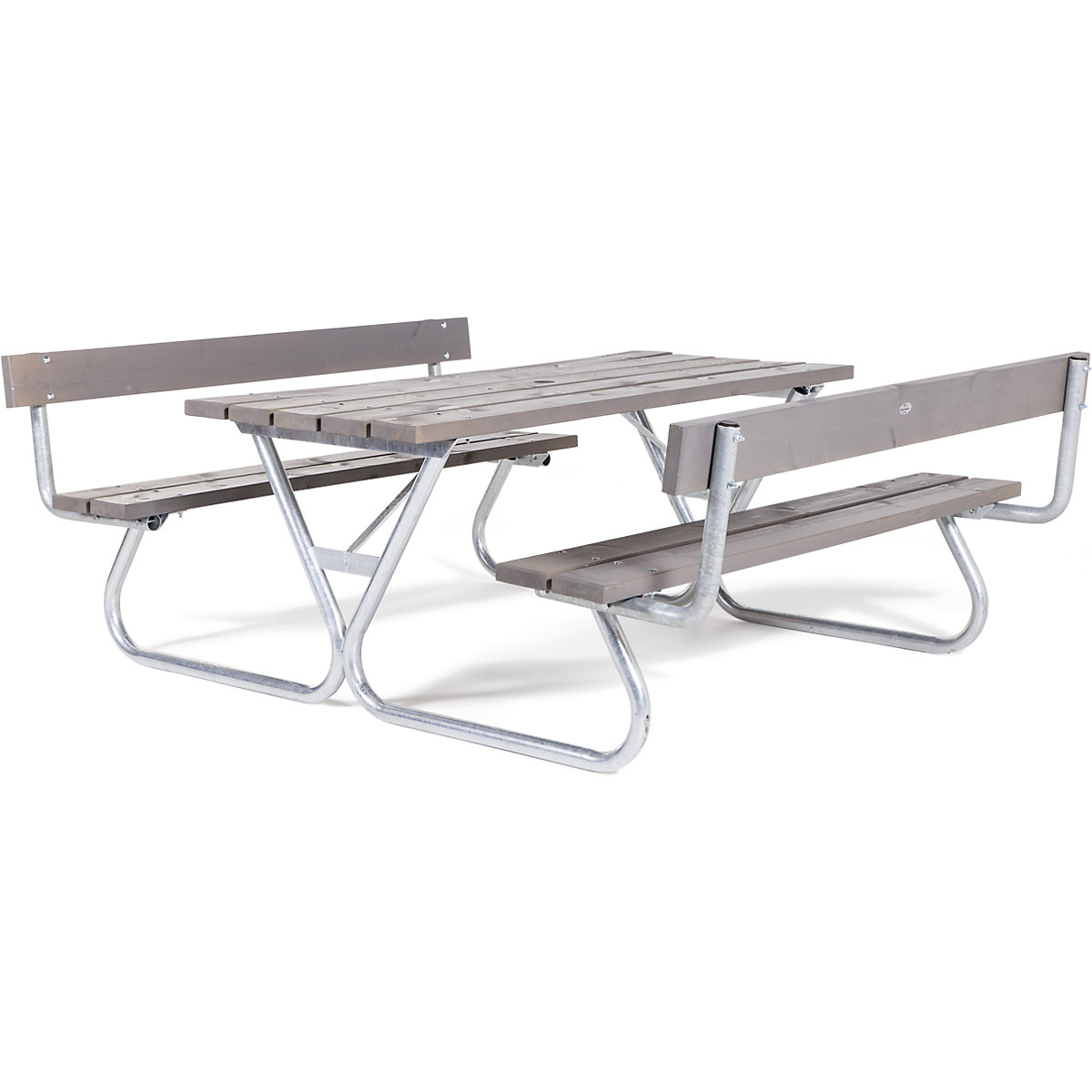 Ensemble table et bancs, gris