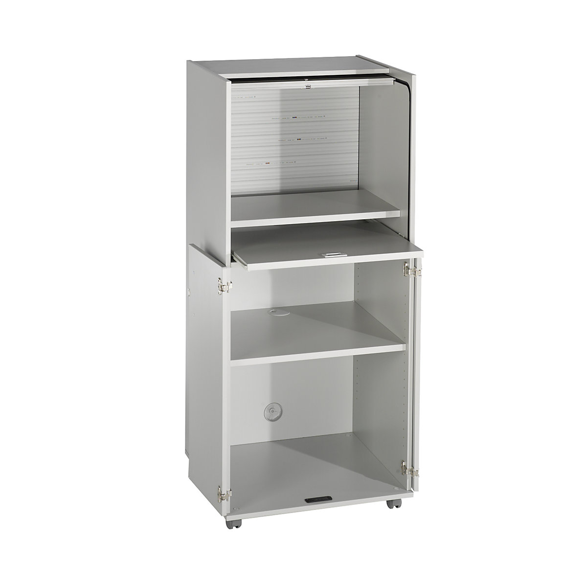 Armoire mobile pour ordinateur à rideaux en plastique – eurokraft pro (Illustration du produit 5)-4