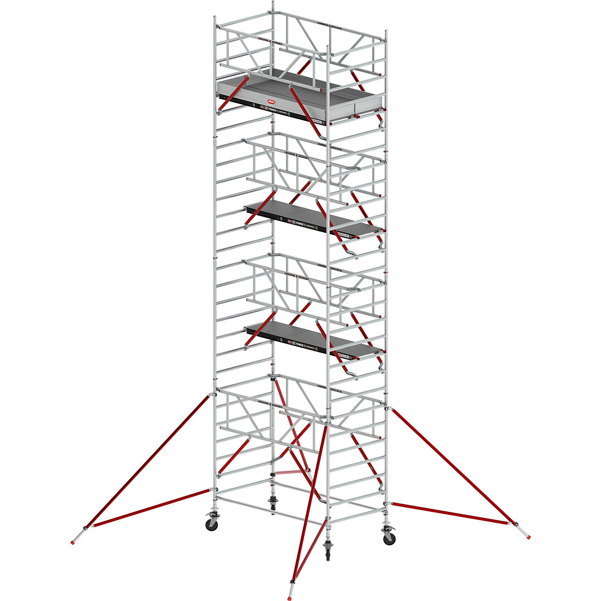 Andaime móvel largo RS TOWER 52 – Altrex, com plataforma de madeira, comprimento 2,45 m, altura de trabalho 9,20 m-0