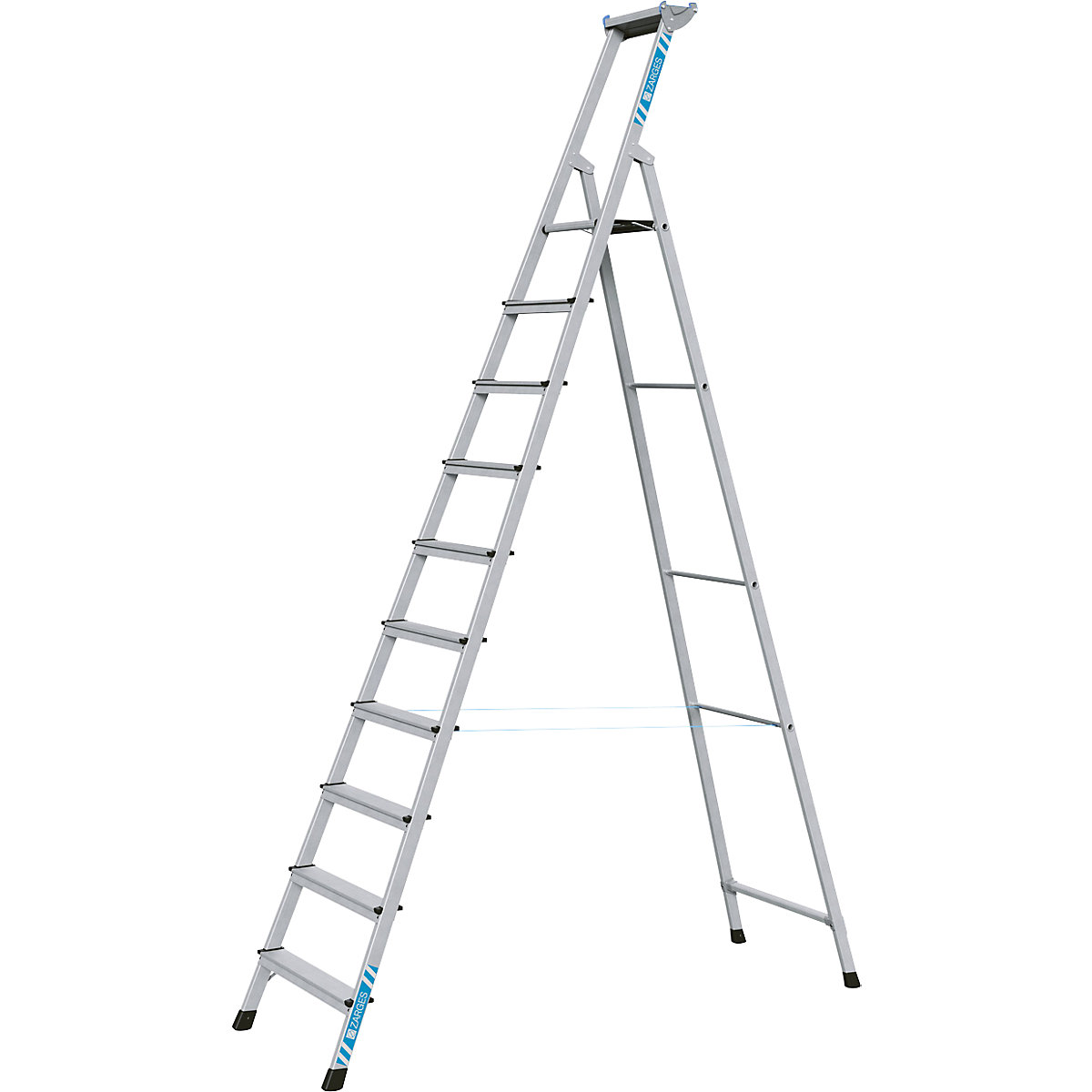 Escada de degraus profissional, subida de um lado – ZARGES