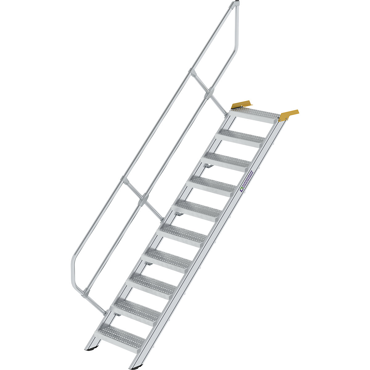 Escada industrial – MUNK, degraus em chapa de aço perfurada, largura dos degraus 600 mm, 10 degraus-0