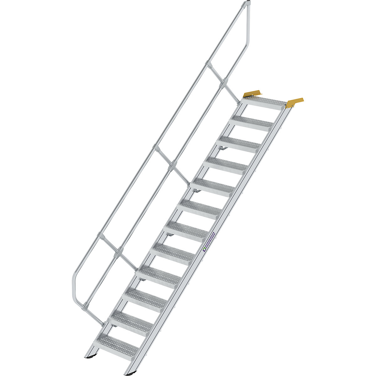 Escada industrial – MUNK, degraus em chapa de aço perfurada, largura dos degraus 600 mm, 12 degraus-0