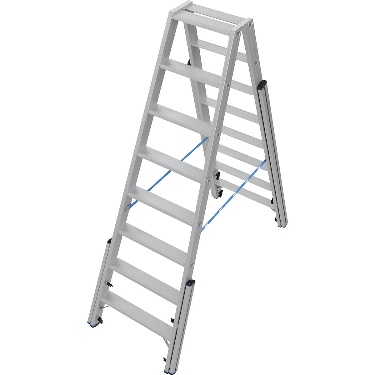 Escadote para escadas – KRAUSE, com compensação do nível, para subir dos dois lados, 2x8 degraus-0