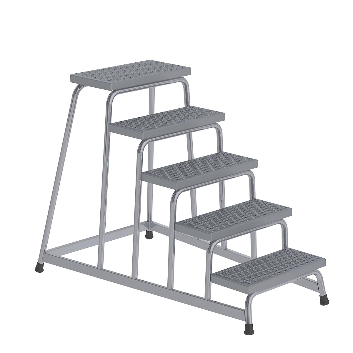 Escadote para montagens, antiderrapante R13 – eurokraft pro, plataforma 550 x 300 mm, 5 degraus, LxP 830 x 1340 mm-0