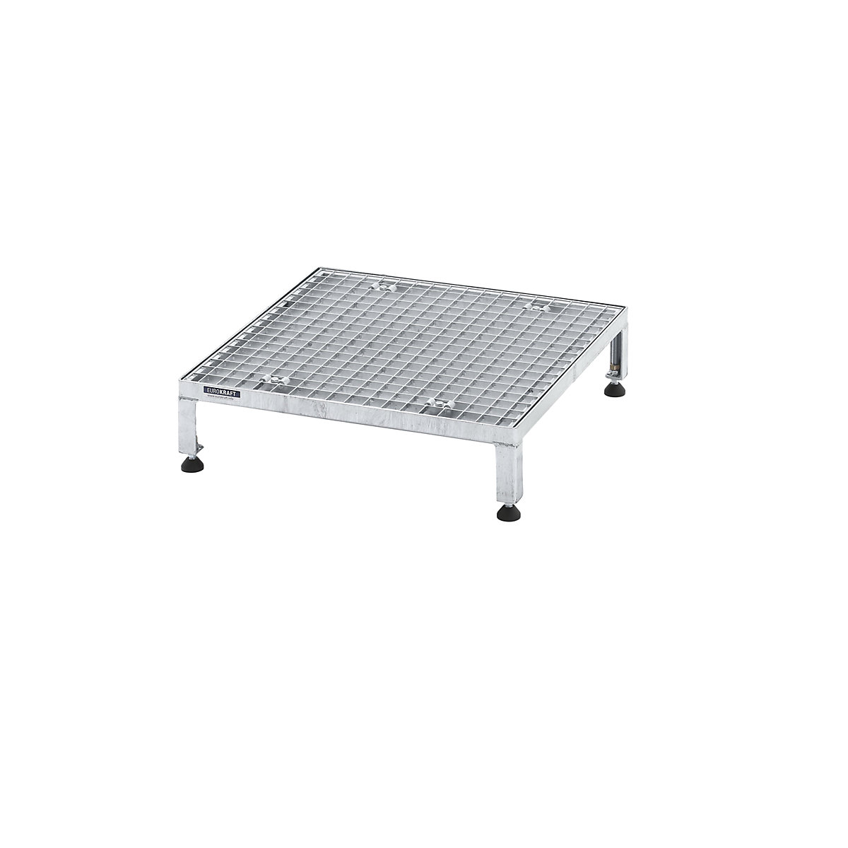 Plataforma de trabalho, ajustável em altura 165 – 230 mm – eurokraft pro, com placa em grade, plataforma CxL 610 x 610 mm, galvanizada a fogo-0
