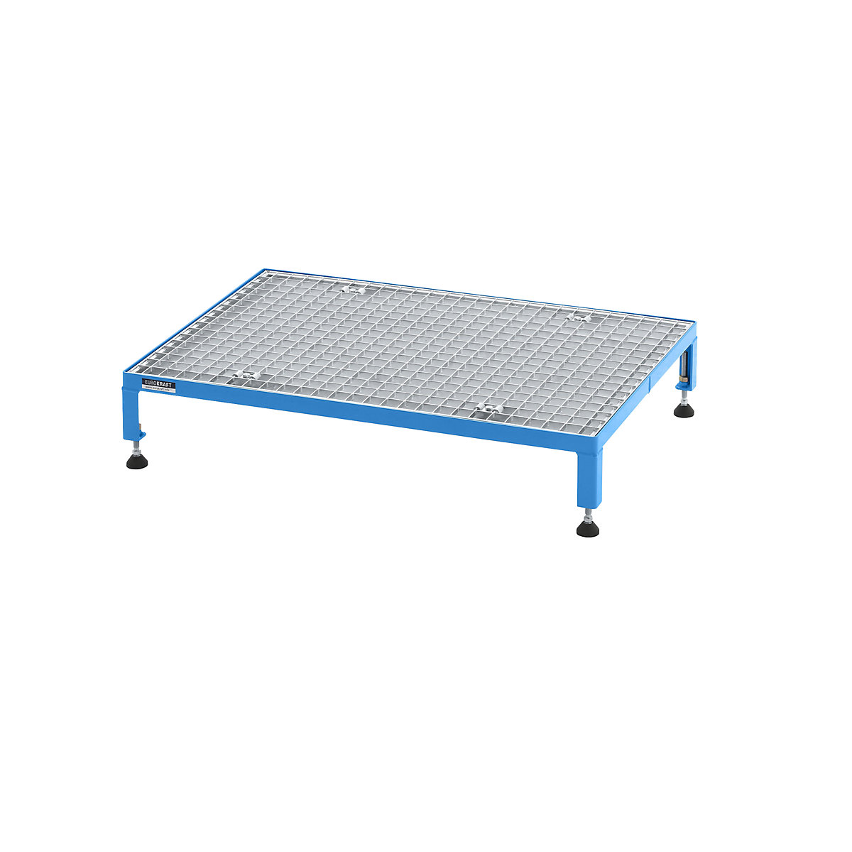Plataforma de trabalho, ajustável em altura 165 – 230 mm – eurokraft pro, com placa em grade, plataforma CxL 910 x 610 mm, azul claro-0
