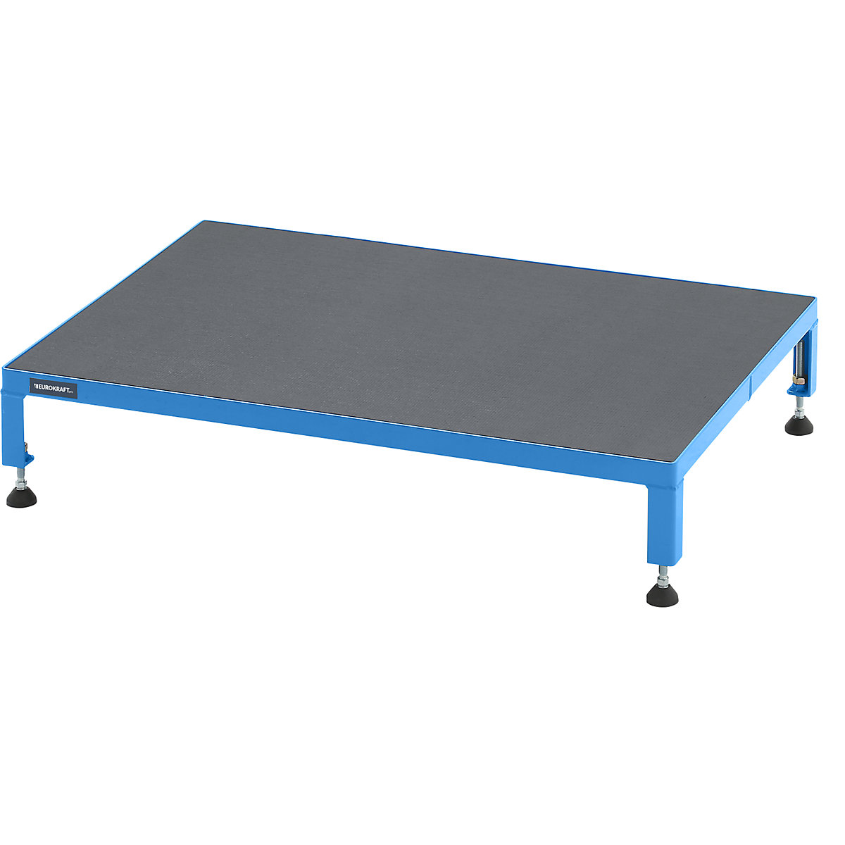 Plataforma de trabalho, ajustável em altura 165 – 230 mm – eurokraft pro, com contraplacado antiderrapante, plataforma CxL 910 x 610 mm, azul claro-0