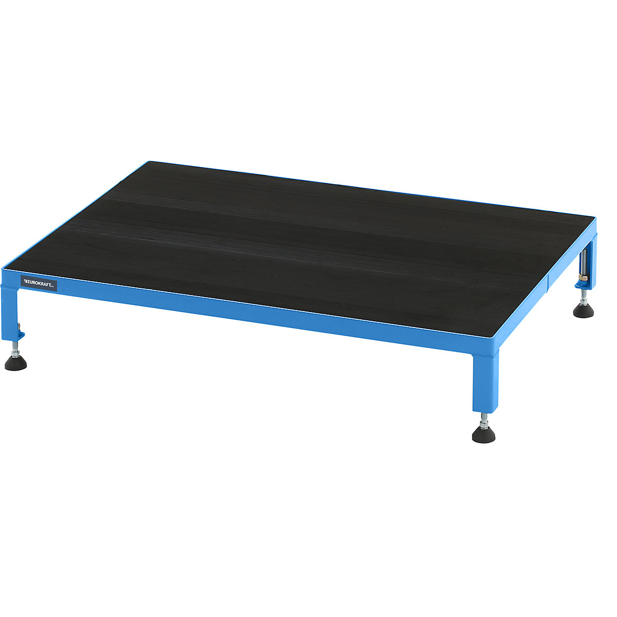 Plataforma de trabalho, ajustável em altura 165 – 230 mm – eurokraft pro, com placa em borracha estriada, plataforma CxL 910 x 610 mm, azul claro-0