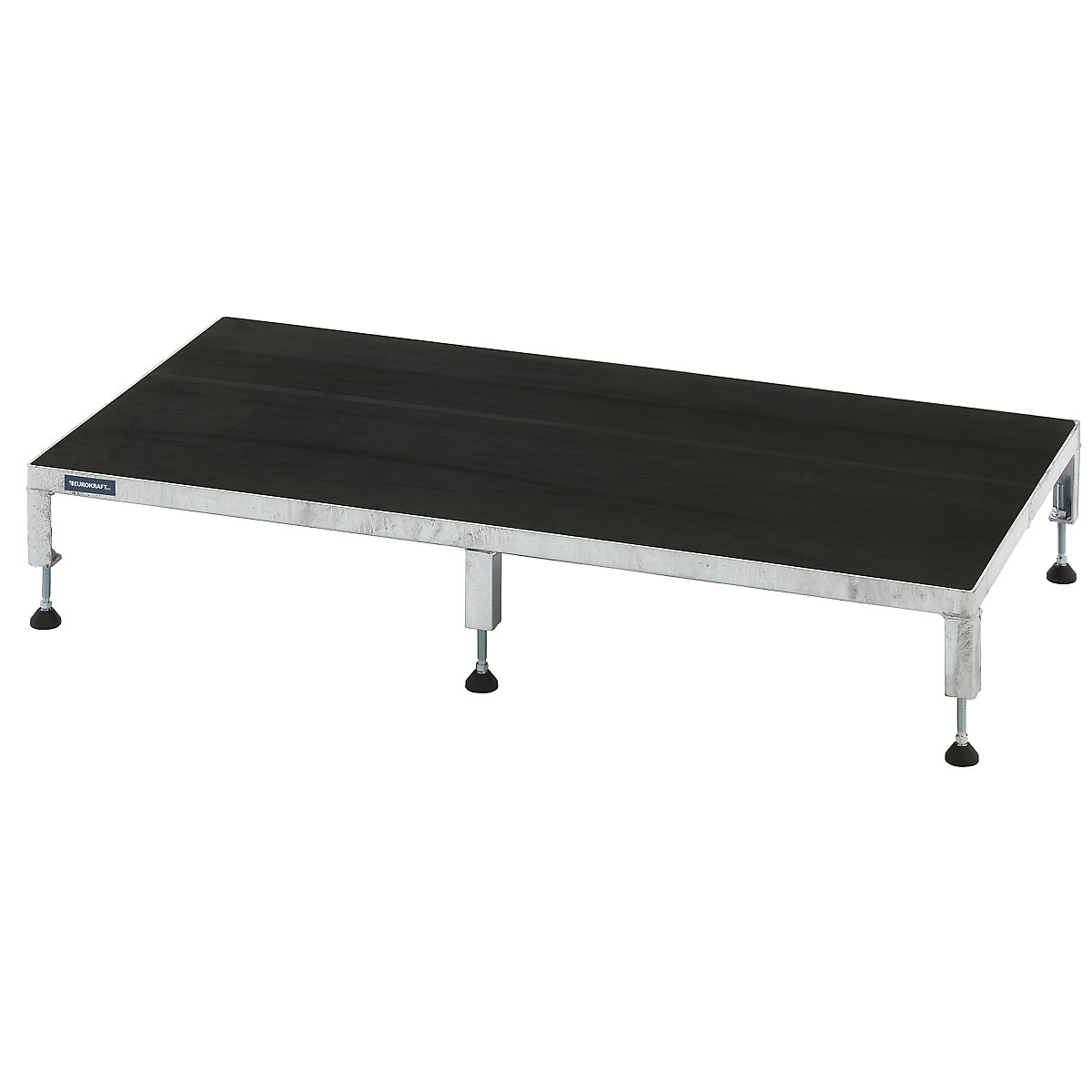 Plataforma de trabalho, ajustável em altura 165 – 230 mm – eurokraft pro, com placa em borracha estriada, plataforma CxL 1210 x 610 mm, galvanizada a fogo-0
