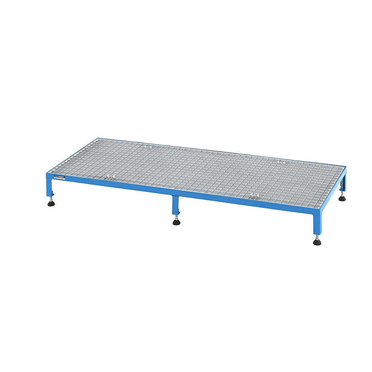 Plataforma de trabalho, ajustável em altura 165 – 230 mm – eurokraft pro, com placa em grade, plataforma CxL 1510 x 610 mm, azul claro-0