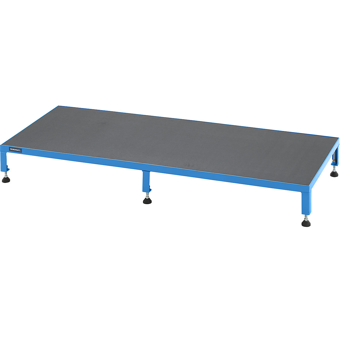 Plataforma de trabalho, ajustável em altura 165 – 230 mm – eurokraft pro, com contraplacado antiderrapante, plataforma CxL 1510 x 610 mm, azul claro-0