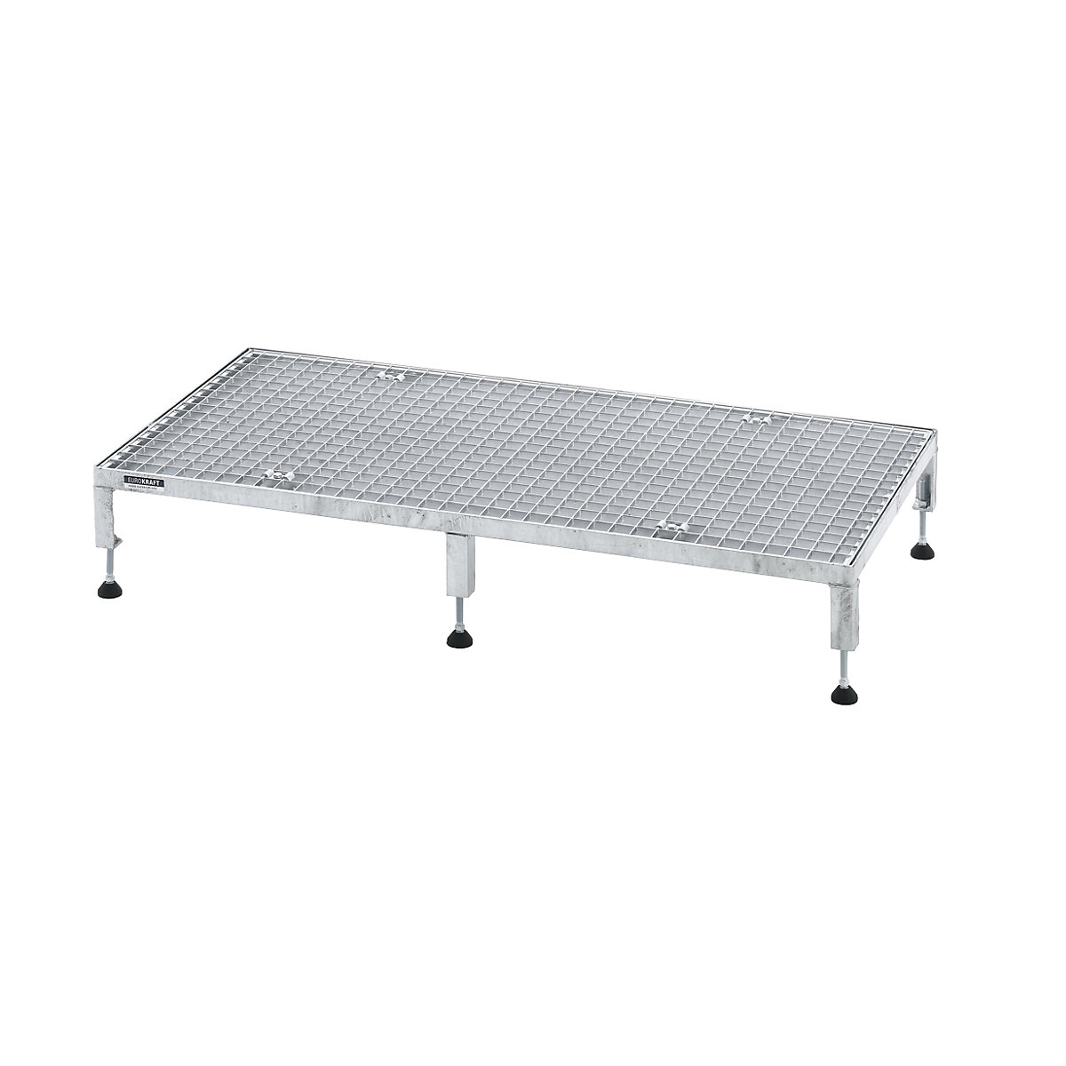 Plataforma de trabalho, ajustável em altura 165 – 230 mm – eurokraft pro, com placa em grade, plataforma CxL 1210 x 610 mm, galvanizada a fogo-0
