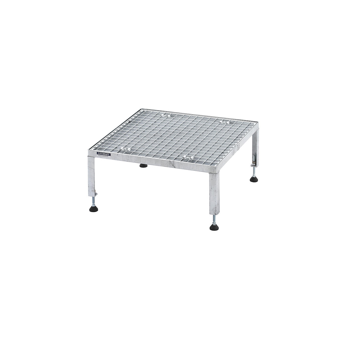 Plataforma de trabalho, ajustável em altura 255 – 320 mm – eurokraft pro, com placa em grade, plataforma CxL 610 x 610 mm, galvanizada a fogo-0