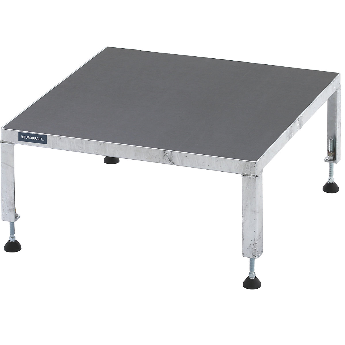 Plataforma de trabalho, ajustável em altura 255 – 320 mm – eurokraft pro, com contraplacado antiderrapante, plataforma CxL 610 x 610 mm, galvanizada a fogo-0