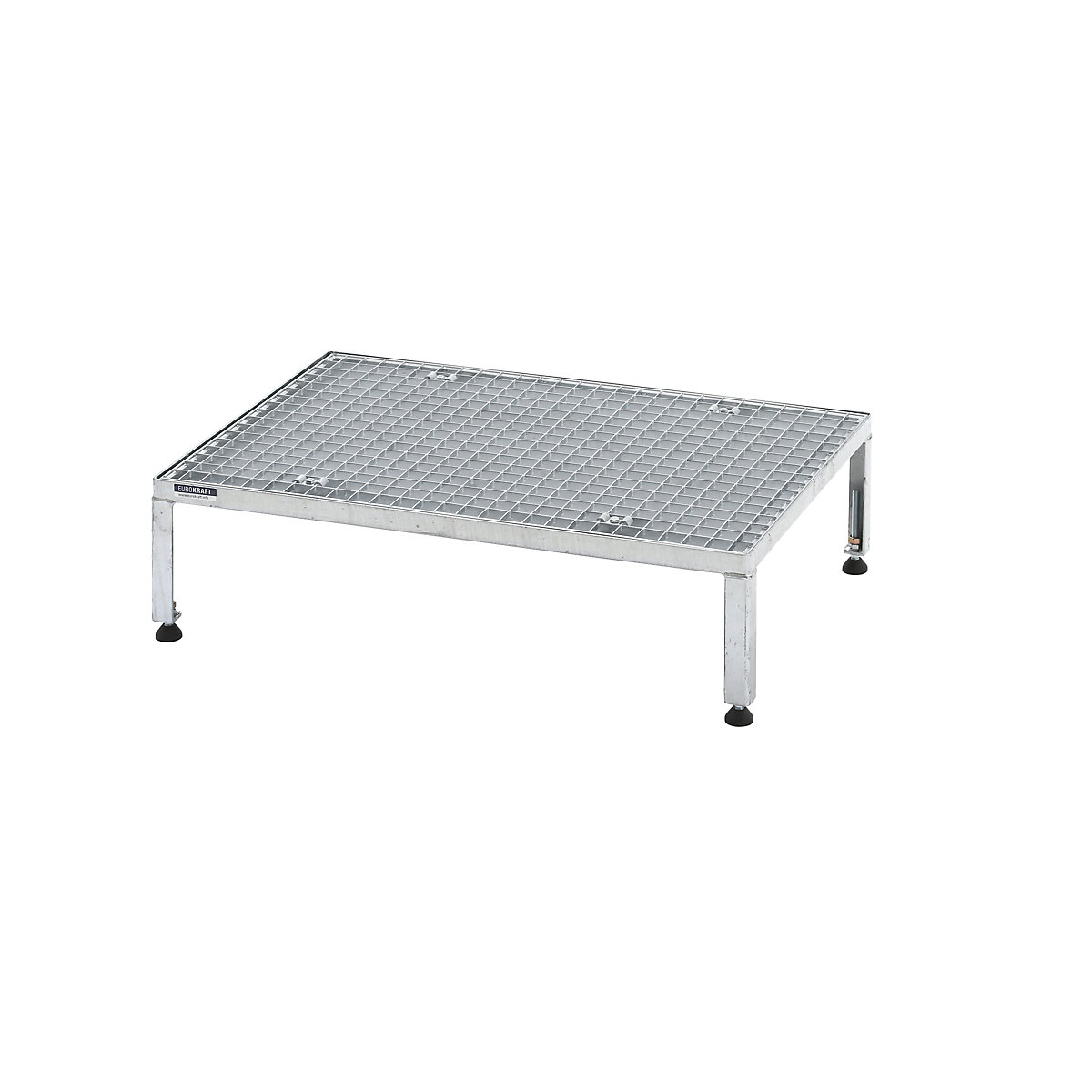 Plataforma de trabalho, ajustável em altura 255 – 320 mm – eurokraft pro, com placa em grade, plataforma CxL 910 x 610 mm, galvanizada a fogo-0
