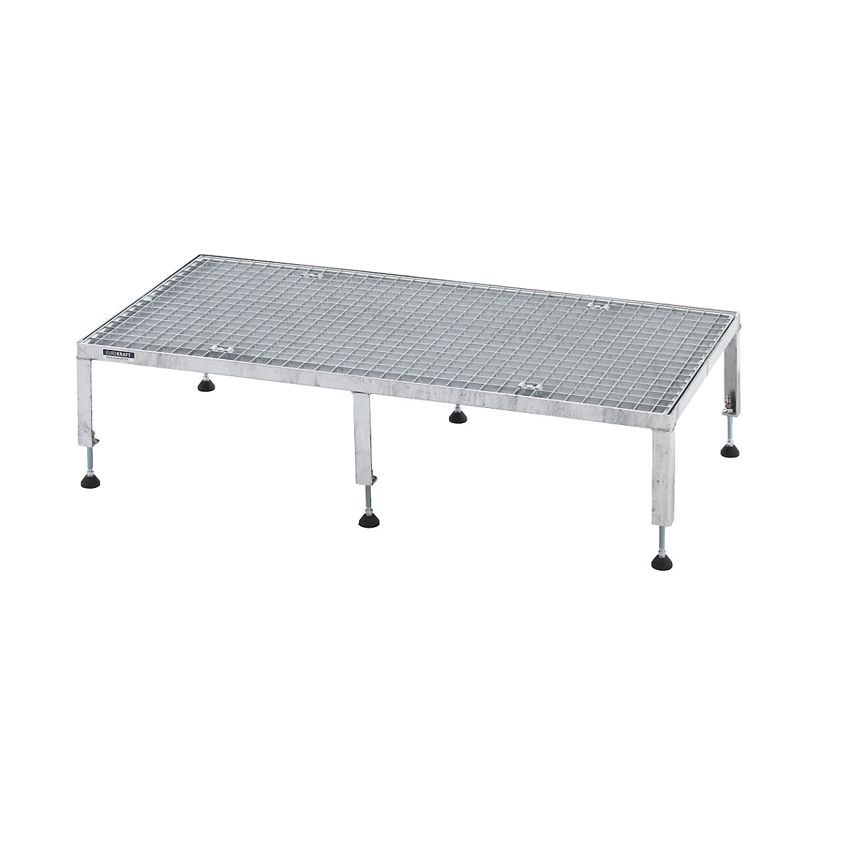 Plataforma de trabalho, ajustável em altura 255 – 320 mm – eurokraft pro, com placa em grade, plataforma CxL 1210 x 610 mm, galvanizada a fogo-0