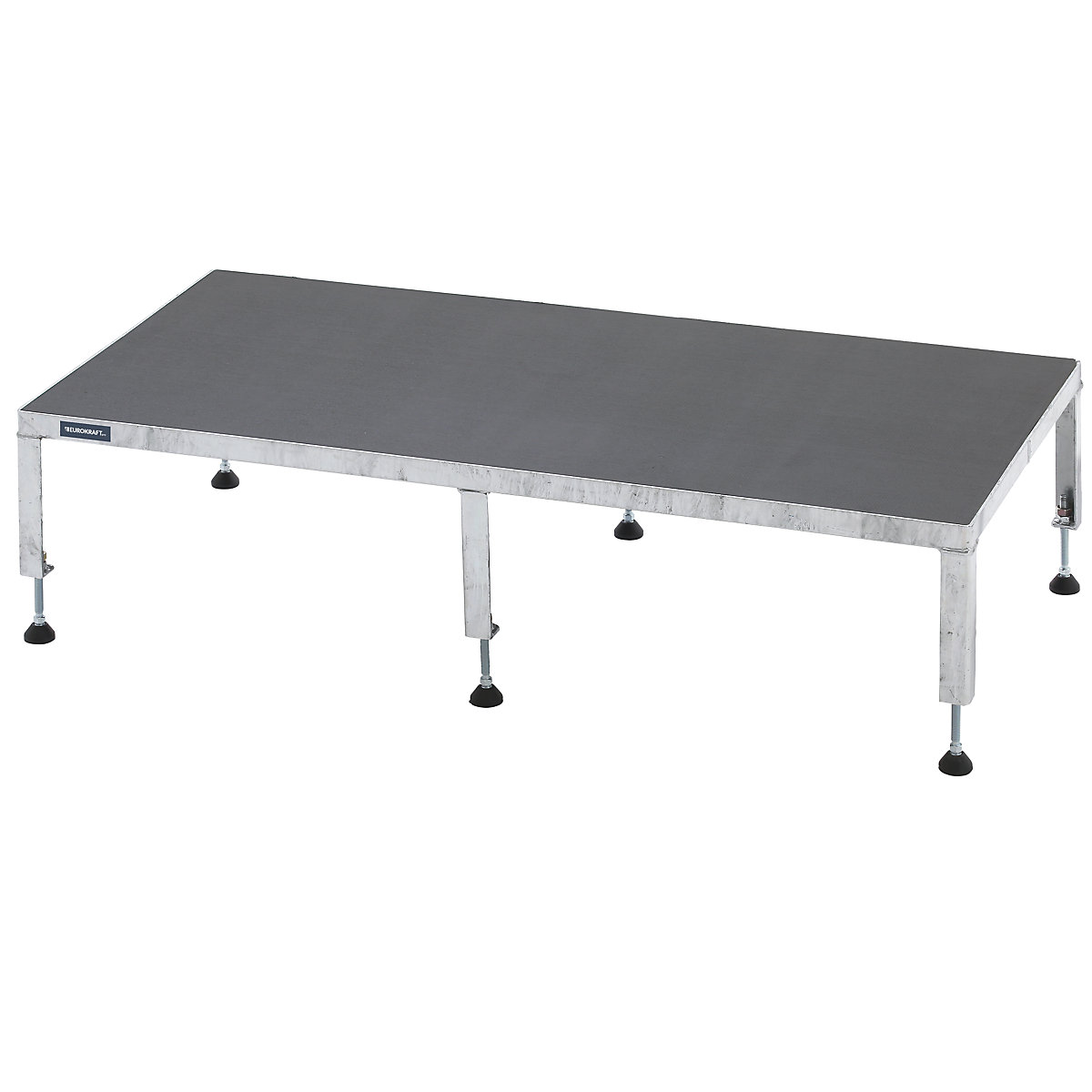 Plataforma de trabalho, ajustável em altura 255 – 320 mm – eurokraft pro, com contraplacado antiderrapante, plataforma CxL 1210 x 610 mm, galvanizada a fogo-0