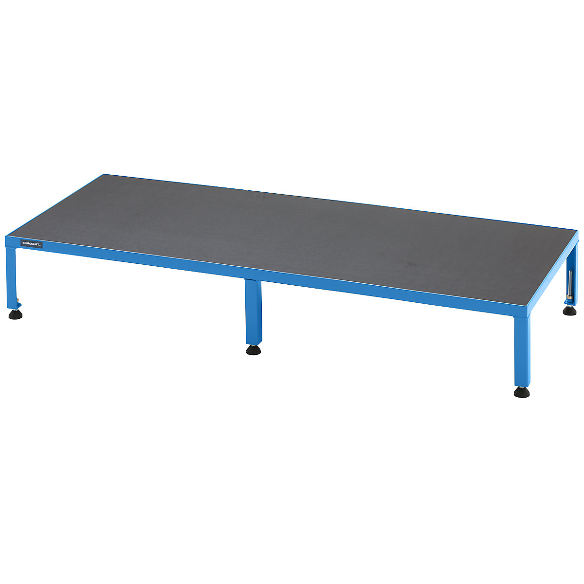 Plataforma de trabalho, ajustável em altura 255 – 320 mm – eurokraft pro, com contraplacado antiderrapante, plataforma CxL 1510 x 610 mm, azul claro-0