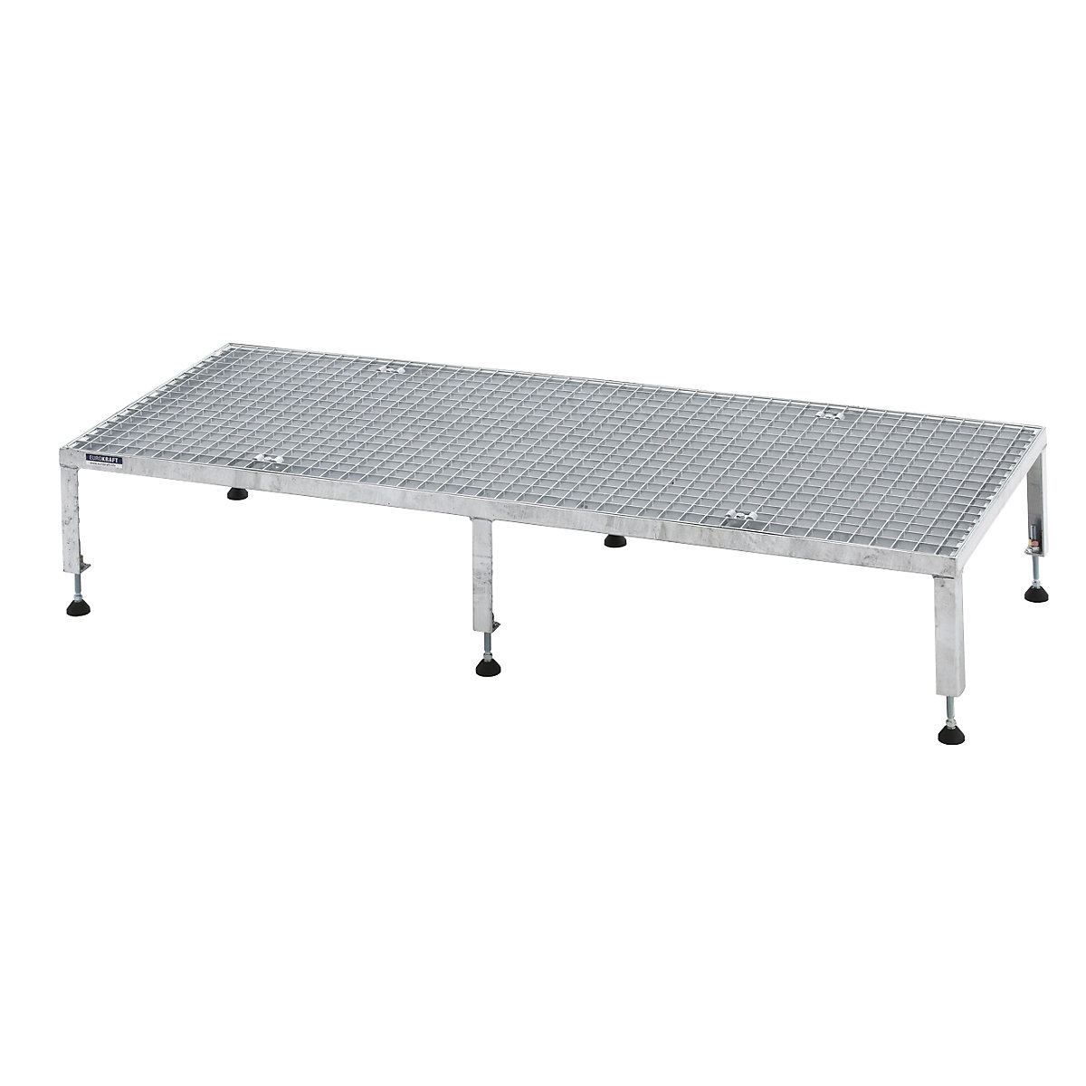 Plataforma de trabalho, ajustável em altura 255 – 320 mm – eurokraft pro, com placa em grade, plataforma CxL 1510 x 610 mm, galvanizada a fogo-0
